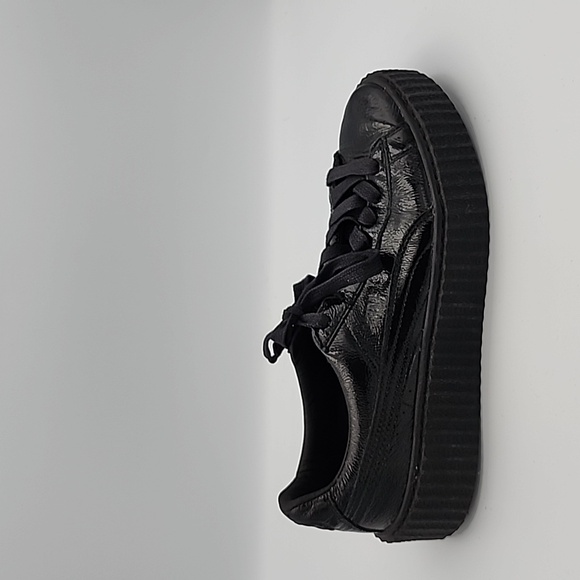 FENTY X PUMA Black Patent Leather Laced Sneakers, size 10